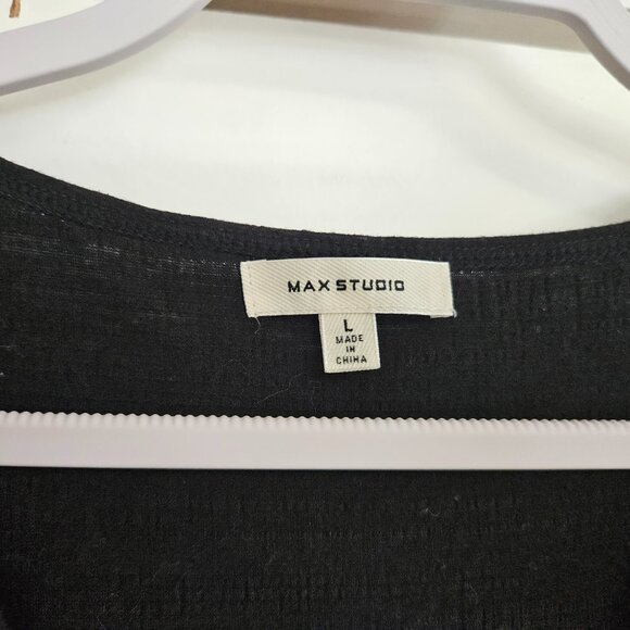 Max Studio Women’s Cinched Front Flutter Sleeve Midi Dress - Black, Size L - Picture 4 of 8